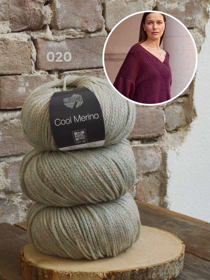 Strickpaket Cool Merino Pullover mit V-Ausschnitt