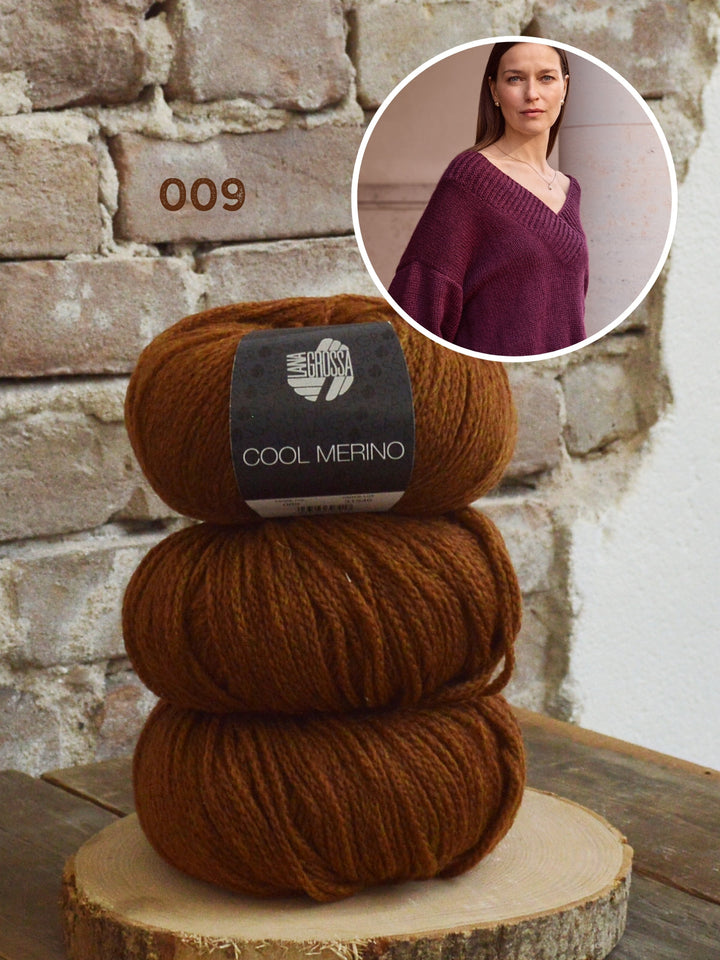 Strickpaket Cool Merino Pullover mit V-Ausschnitt