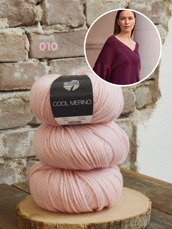 Strickpaket Cool Merino Pullover mit V-Ausschnitt
