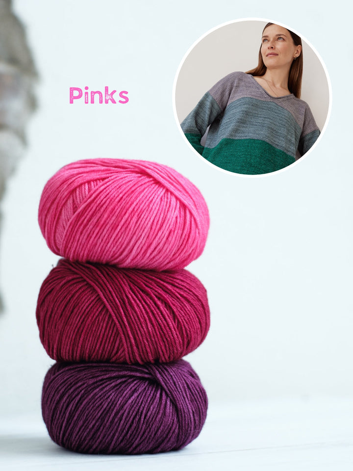 Strickpaket Cool Wool Vintage Dreifarben-Pullover