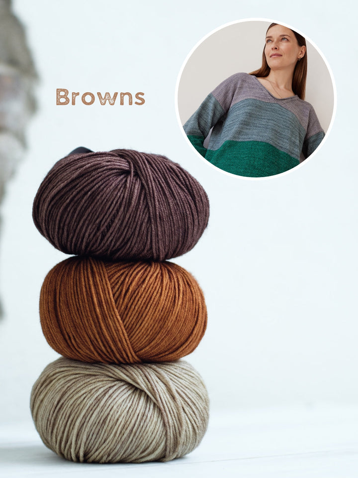 Strickpaket Cool Wool Vintage Dreifarben-Pullover