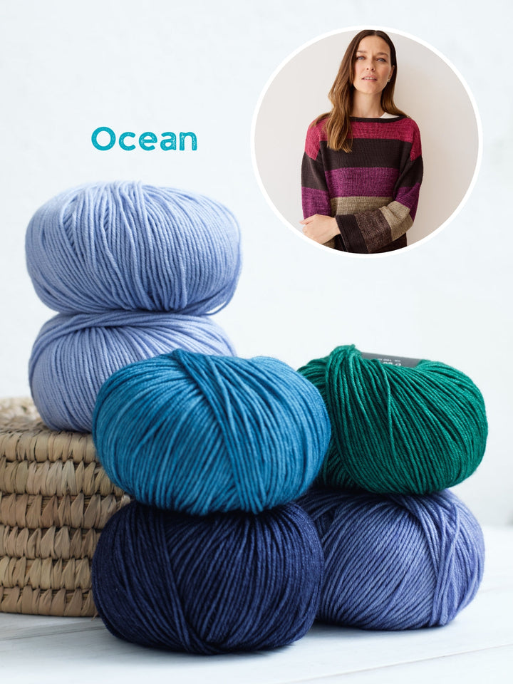 Strickpaket Cool Wool & Cool Wool Vintage gestreifter Pullover