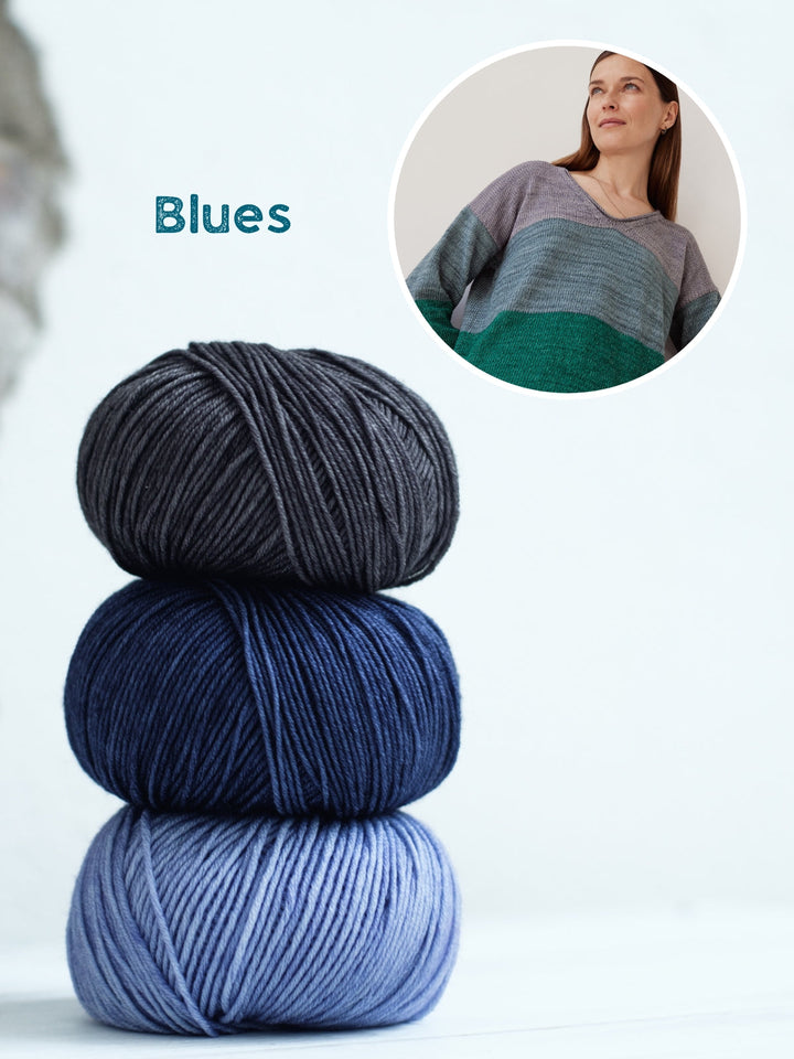 Strickpaket Cool Wool Vintage Dreifarben-Pullover