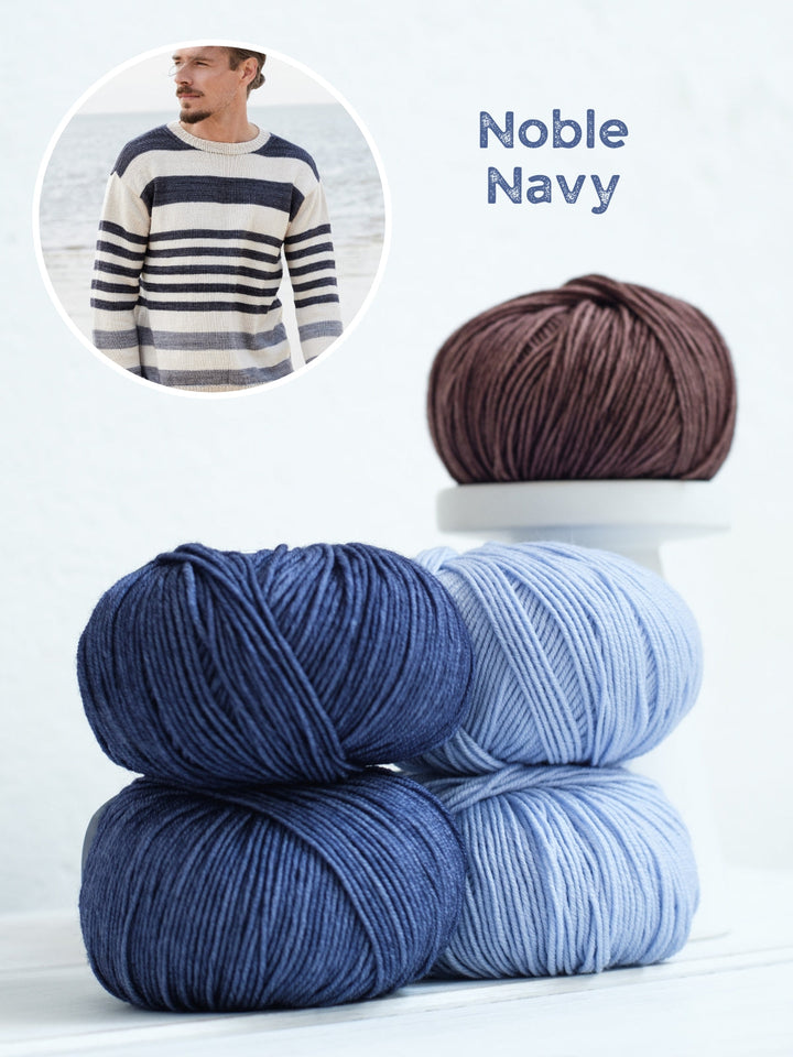 Strickpaket Cool Wool Vintage & Cool Wool gestreifter Pullover für ihn