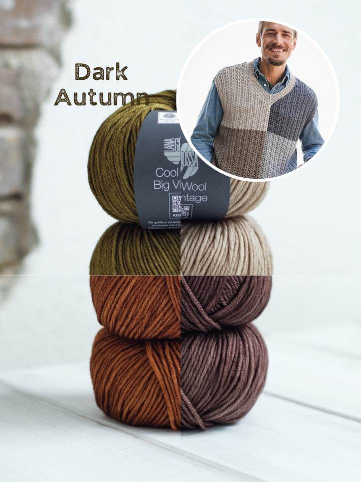 Strickpaket Cool Wool Big Vintage Colorblock Pullunder für ihn