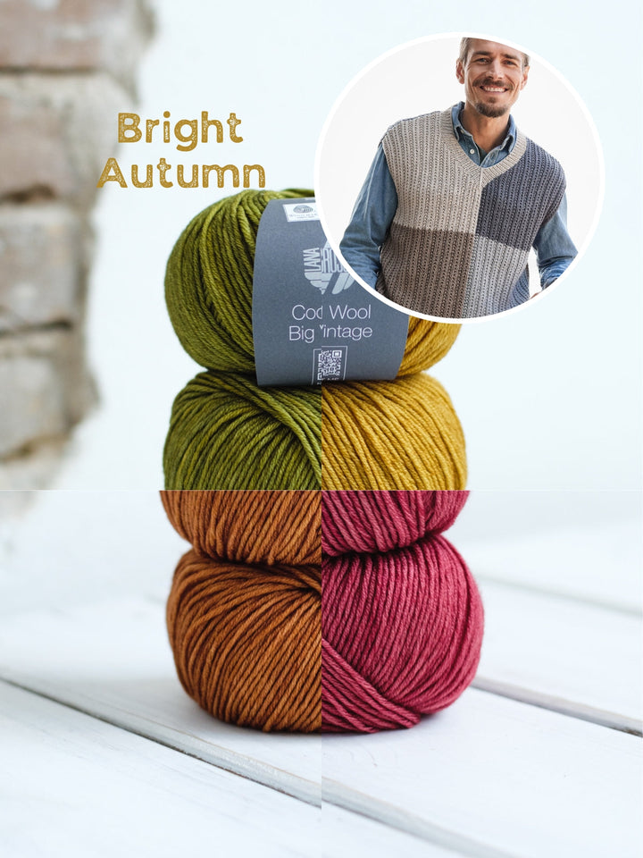 Strickpaket Cool Wool Big Vintage Colorblock Pullunder für ihn