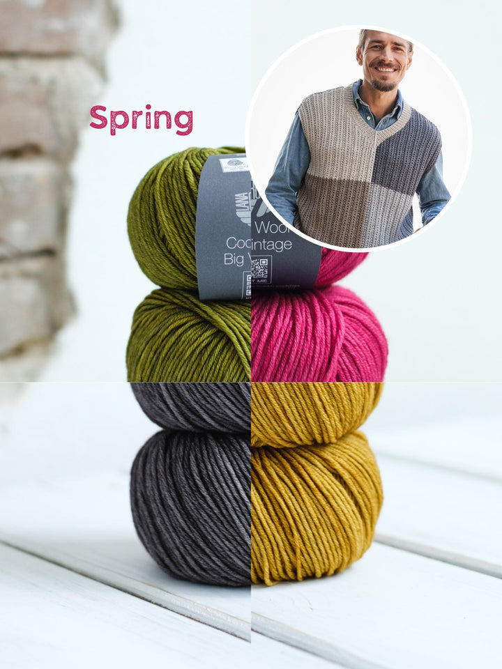 Strickpaket Cool Wool Big Vintage Colorblock Pullunder für ihn
