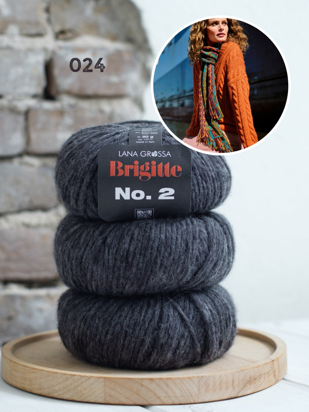 Strickpaket Brigitte No. 2 Zopfpullover mit V-Ausschnitt