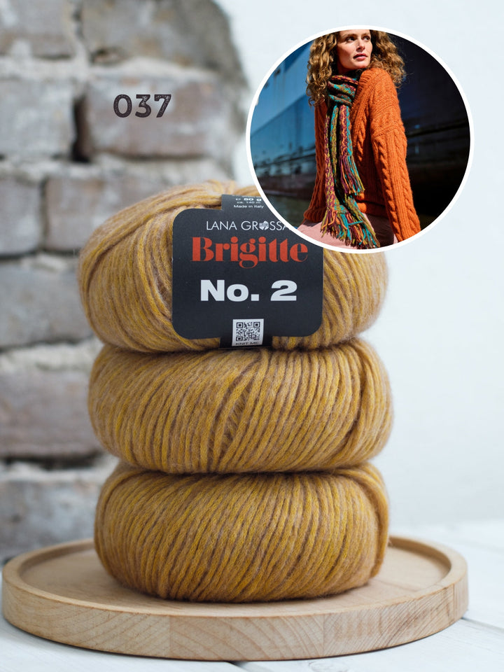 Strickpaket Brigitte No. 2 Zopfpullover mit V-Ausschnitt