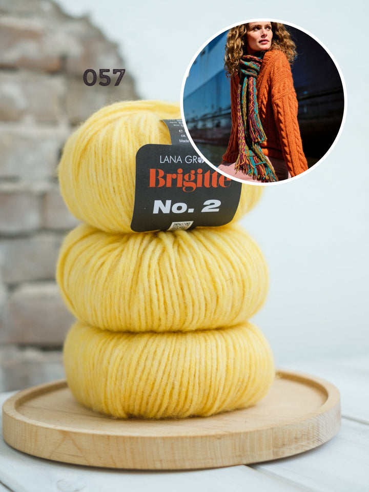Strickpaket Brigitte No. 2 Zopfpullover mit V-Ausschnitt