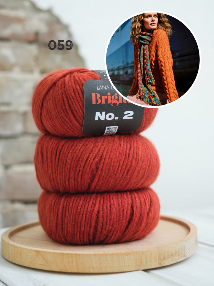 Strickpaket Brigitte No. 2 Zopfpullover mit V-Ausschnitt
