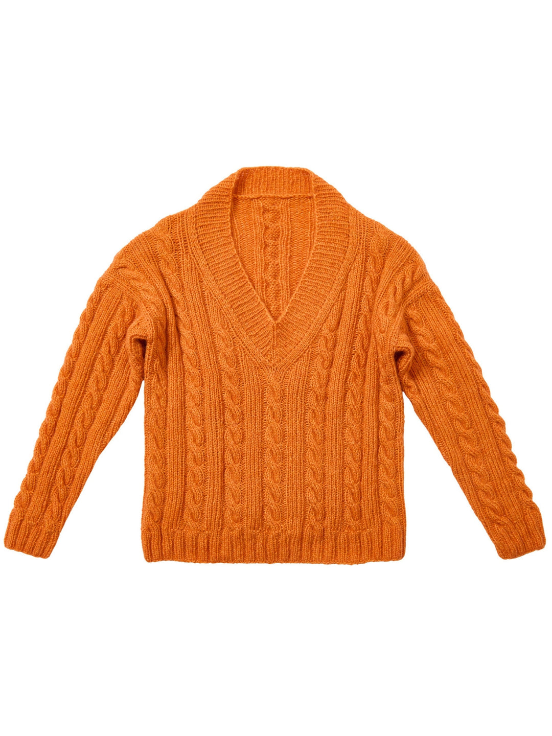 Strickpaket Brigitte No. 2 Zopfpullover mit V-Ausschnitt