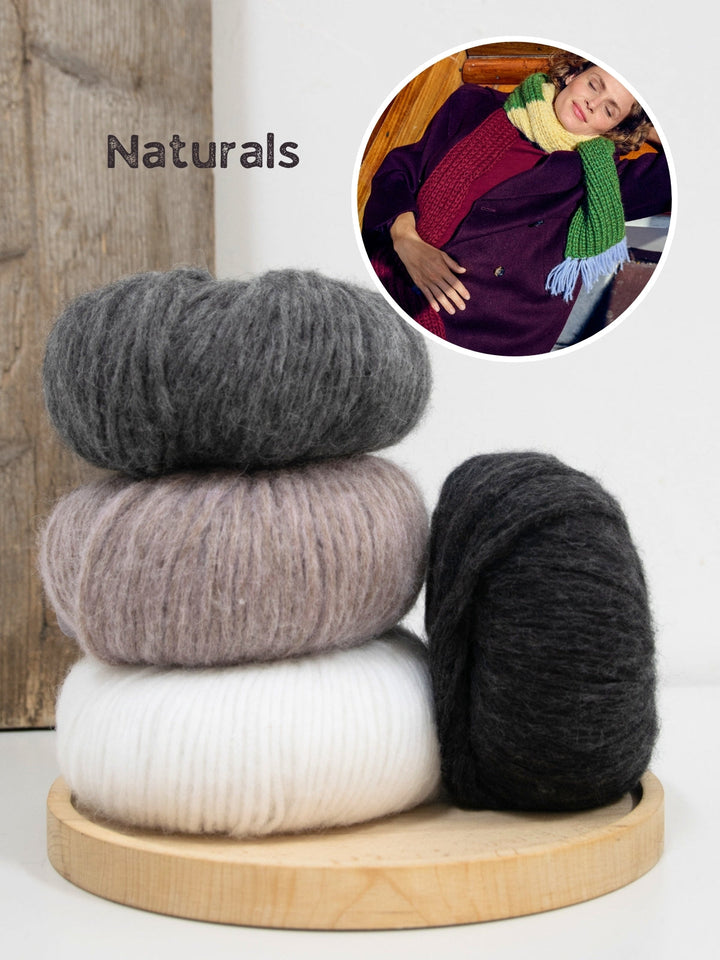 Strickpaket Brigitte No. 2 Schal mit Blockstreifen