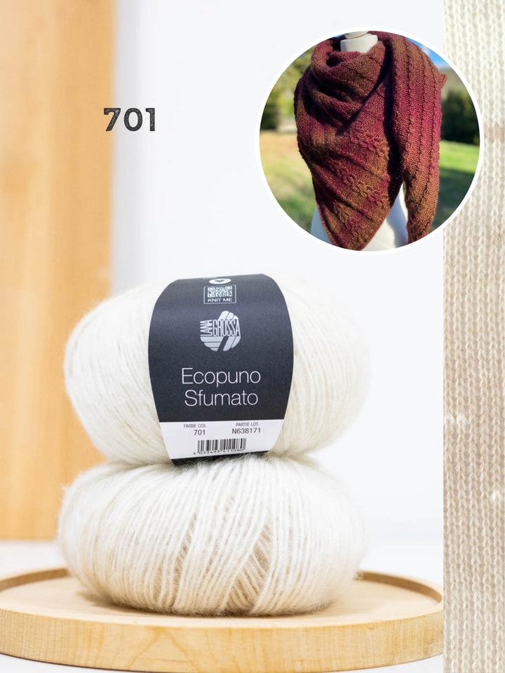 Strickpaket Lizas Tuch Cable Love - Ecopuno Sfumato