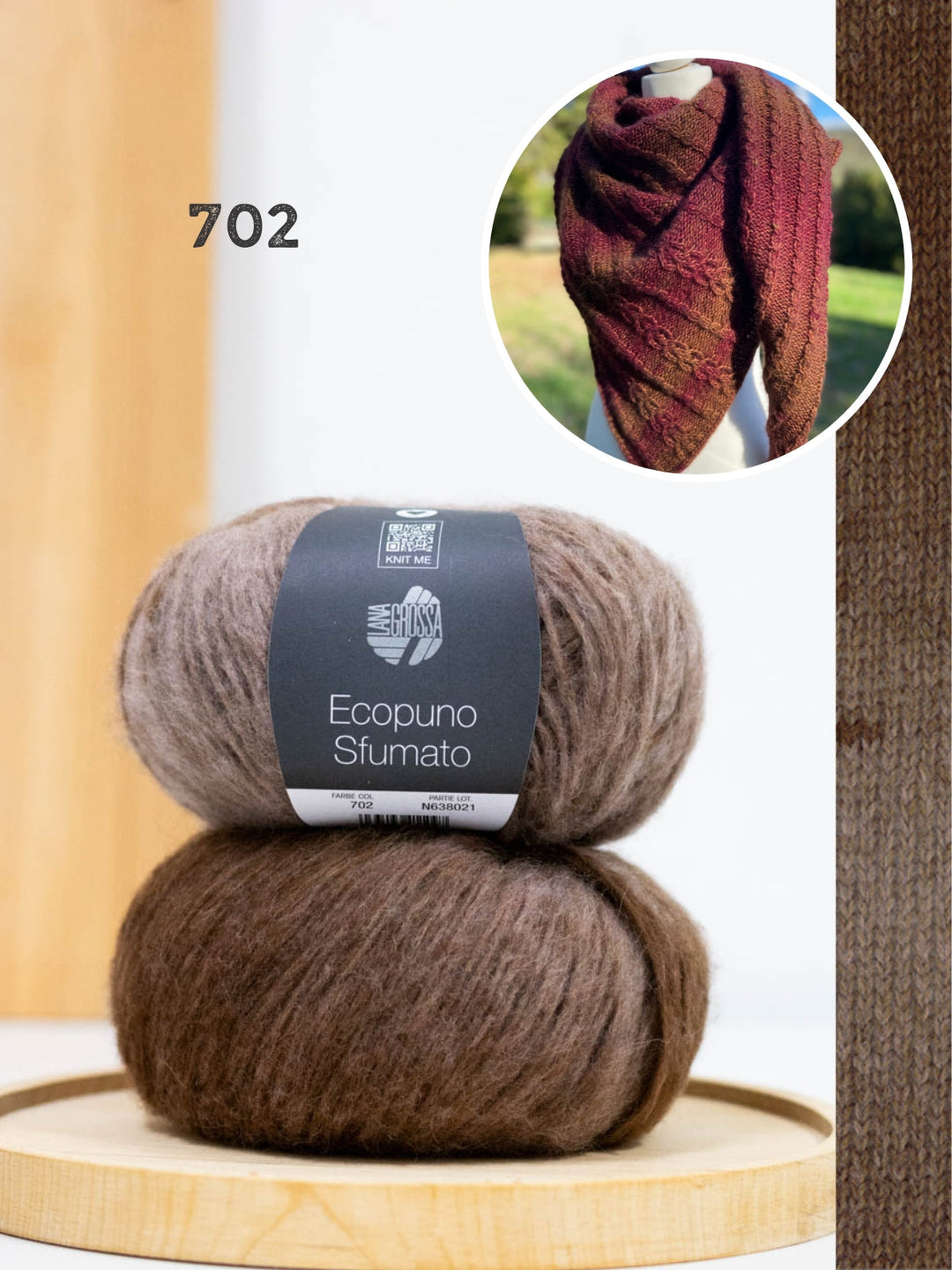Strickpaket Lizas Tuch Cable Love - Ecopuno Sfumato