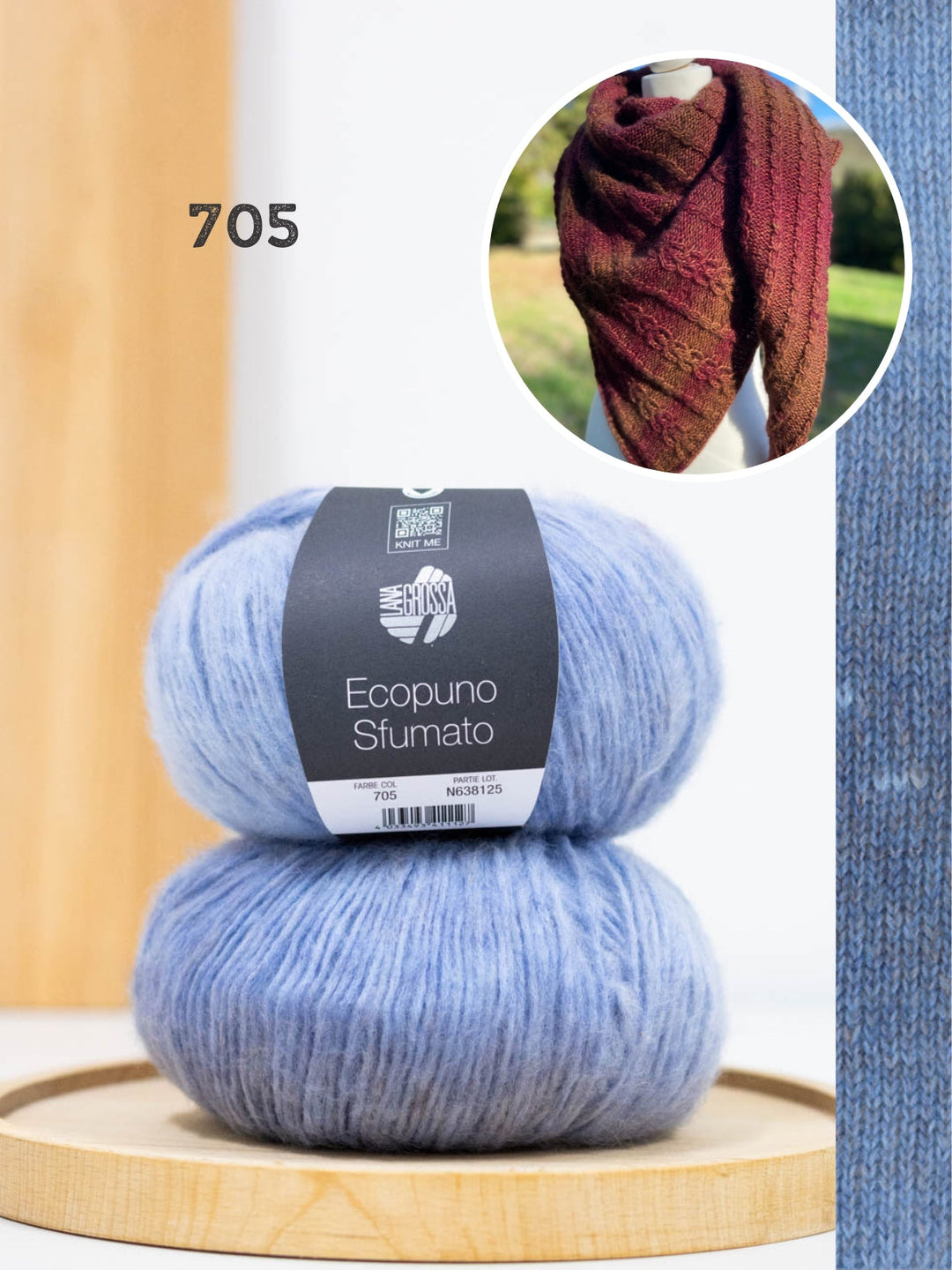Strickpaket Lizas Tuch Cable Love - Ecopuno Sfumato