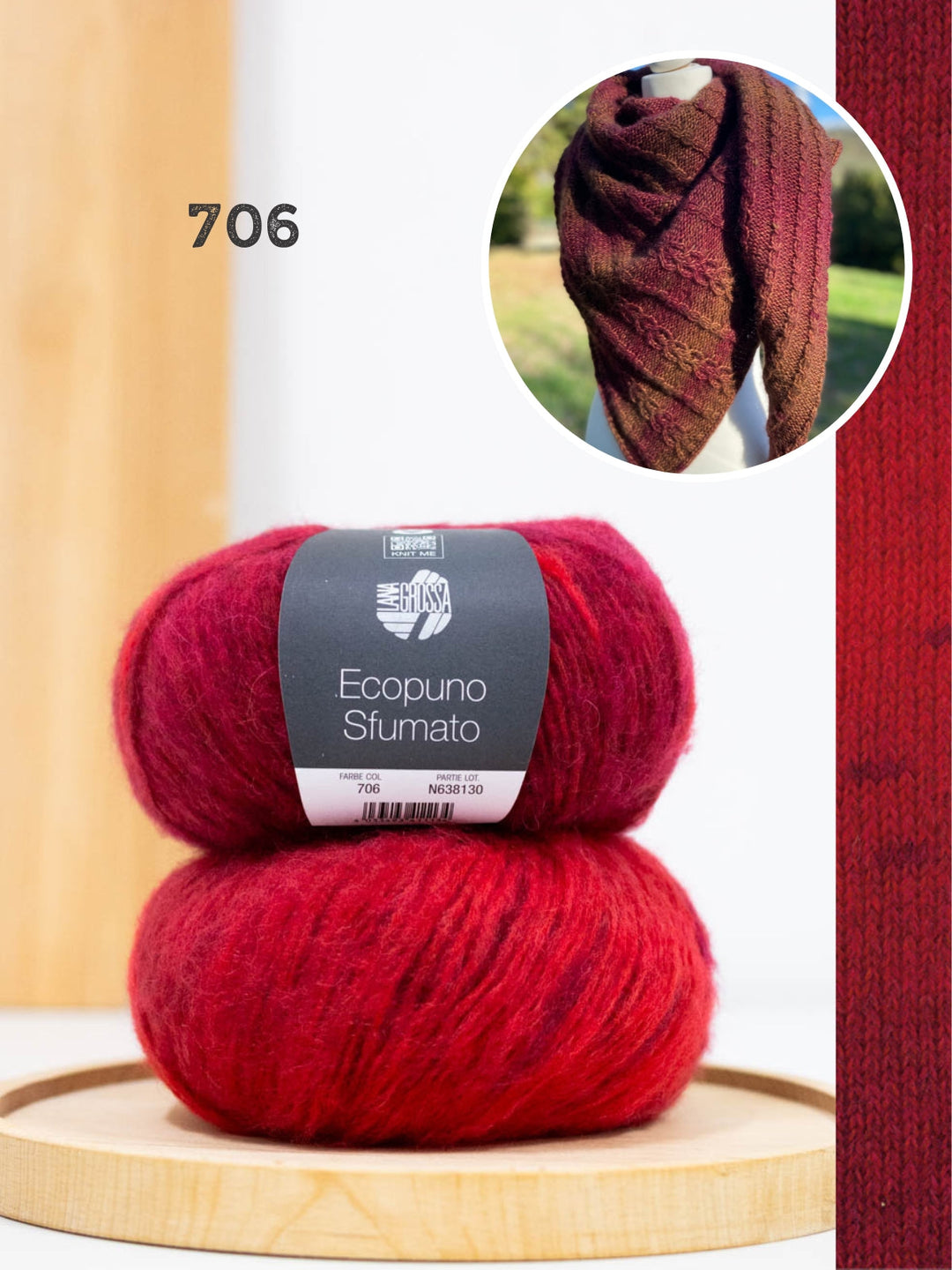 Strickpaket Lizas Tuch Cable Love - Ecopuno Sfumato