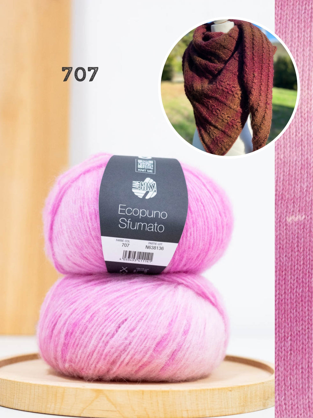 Strickpaket Lizas Tuch Cable Love - Ecopuno Sfumato