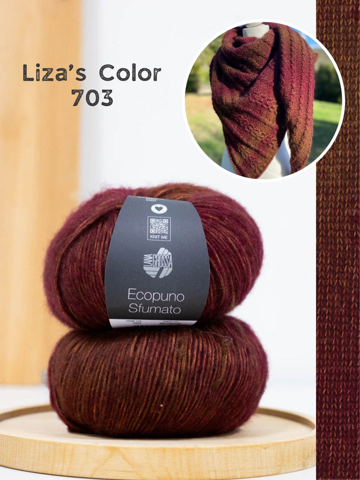 Strickpaket Lizas Tuch Cable Love - Ecopuno Sfumato