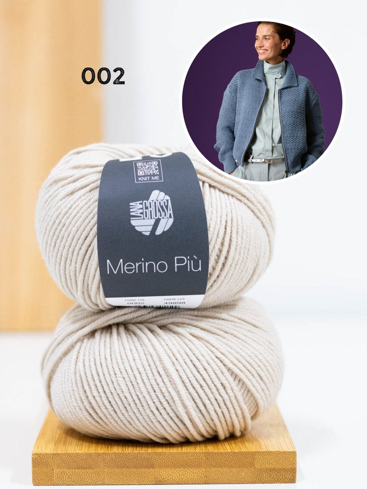 Strickpaket Merino Piú Strickjacke mit Reißverschluss