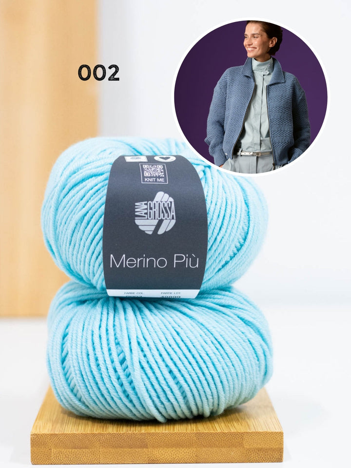 Strickpaket Merino Piú Strickjacke mit Reißverschluss