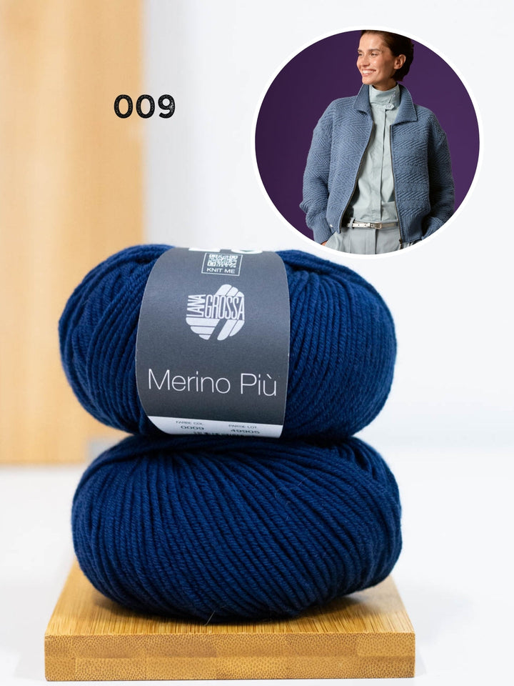 Strickpaket Merino Piú Strickjacke mit Reißverschluss