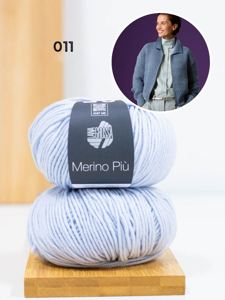 Strickpaket Merino Piú Strickjacke mit Reißverschluss
