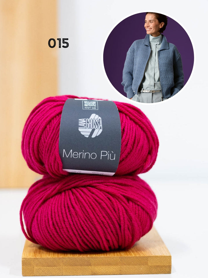 Strickpaket Merino Piú Strickjacke mit Reißverschluss