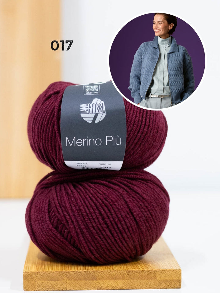 Strickpaket Merino Piú Strickjacke mit Reißverschluss