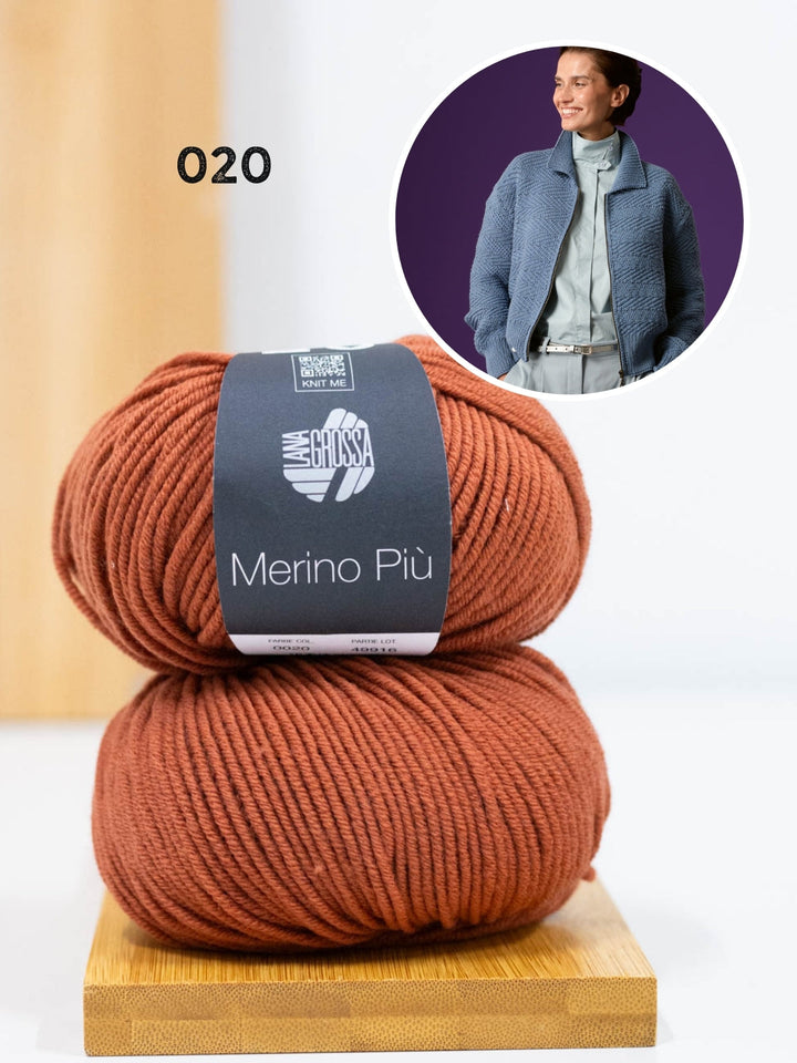 Strickpaket Merino Piú Strickjacke mit Reißverschluss