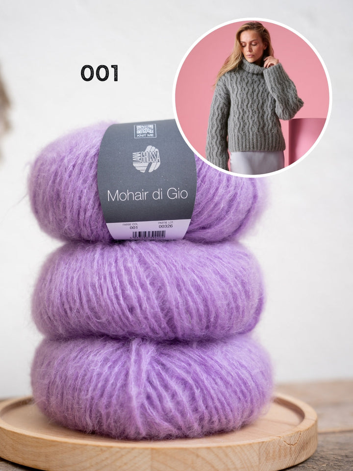 Strickpaket Mohair Di Gio Pullover mit Zopfmuster