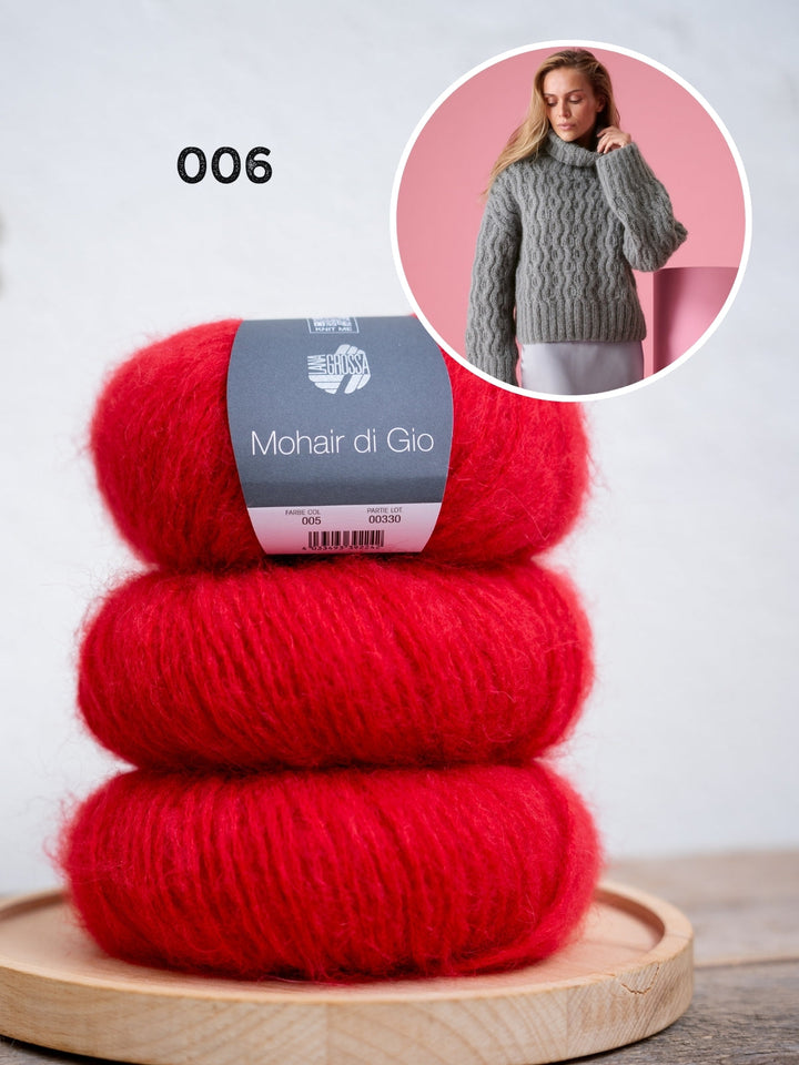 Strickpaket Mohair Di Gio Pullover mit Zopfmuster