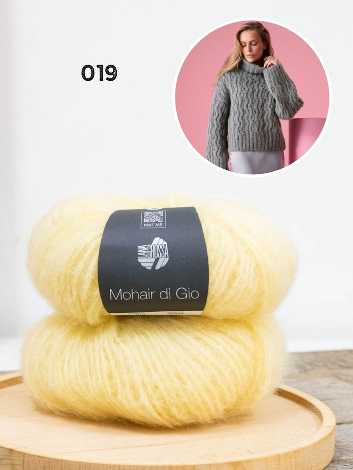 Strickpaket Mohair Di Gio Pullover mit Zopfmuster
