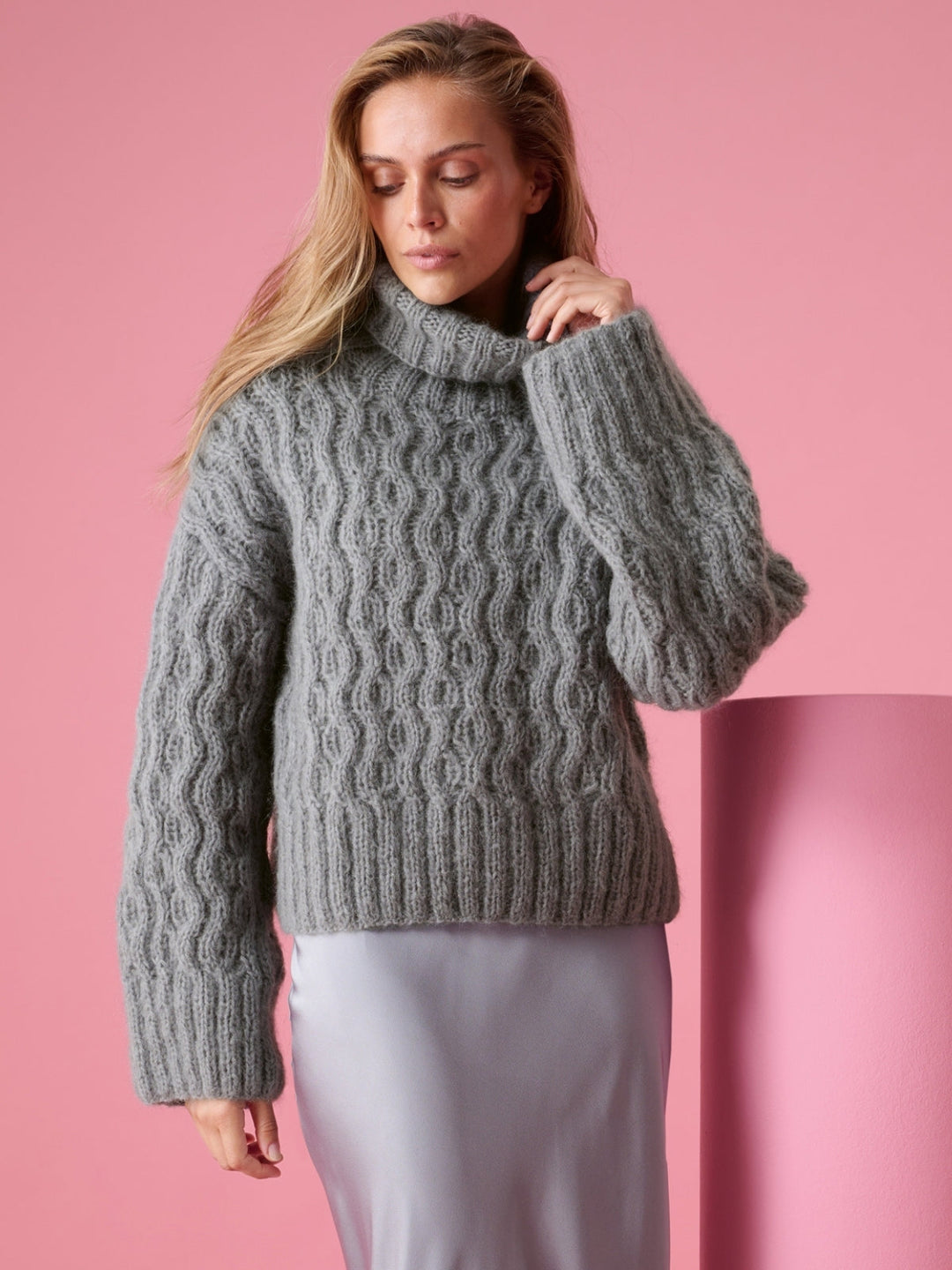 Strickpaket Mohair Di Gio Pullover mit Zopfmuster