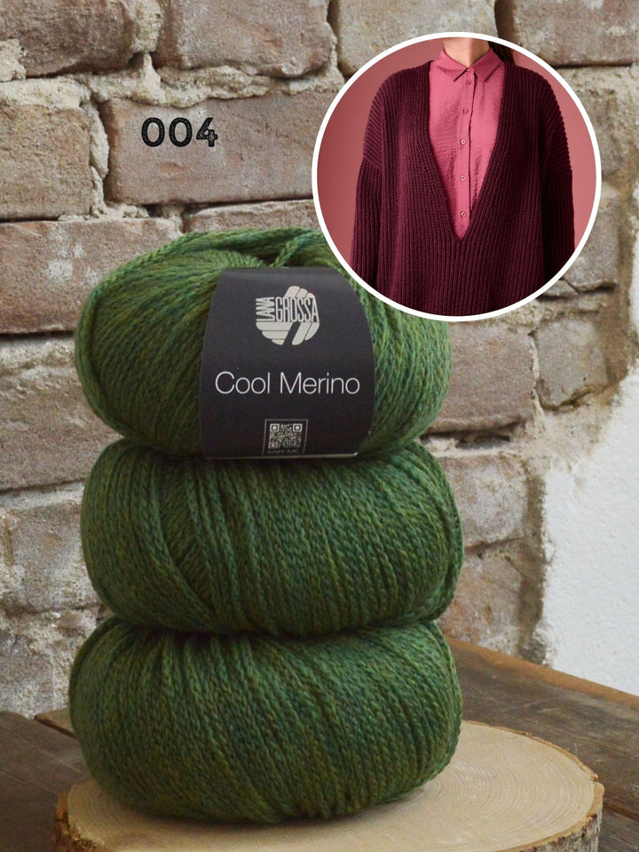 Strickpaket Cool Merino Pullover mit tiefem V-Ausschnitt