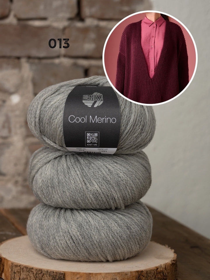 Strickpaket Cool Merino Pullover mit tiefem V-Ausschnitt