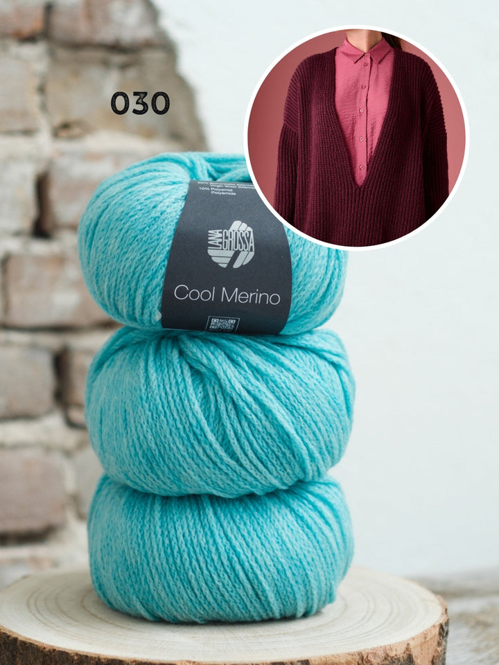Strickpaket Cool Merino Pullover mit tiefem V-Ausschnitt