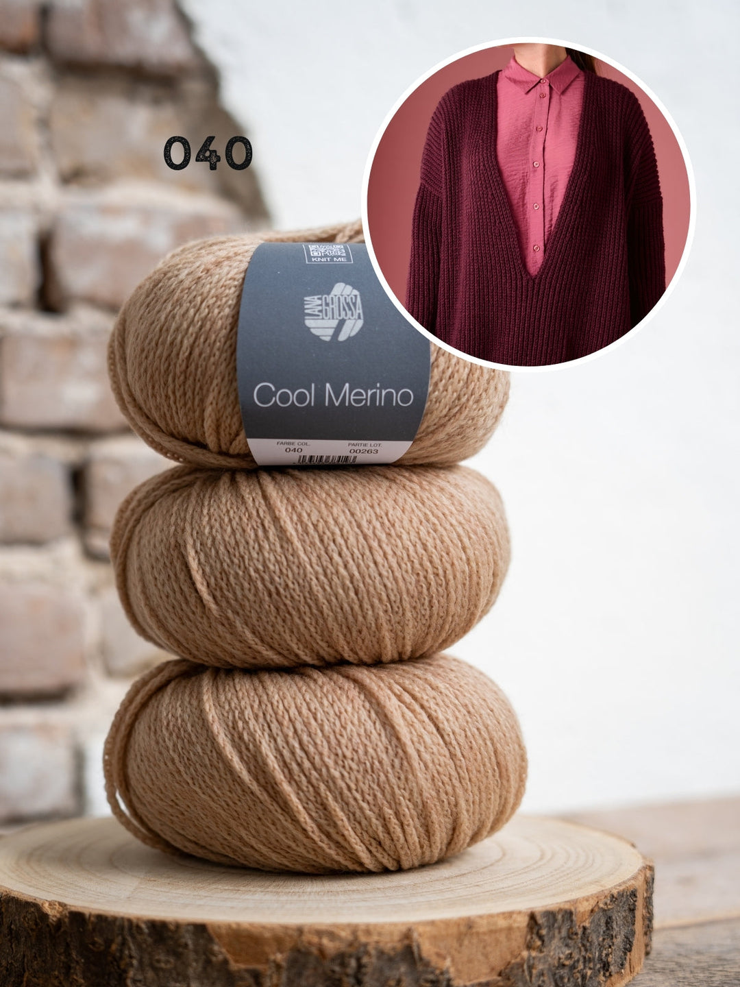 Strickpaket Cool Merino Pullover mit tiefem V-Ausschnitt