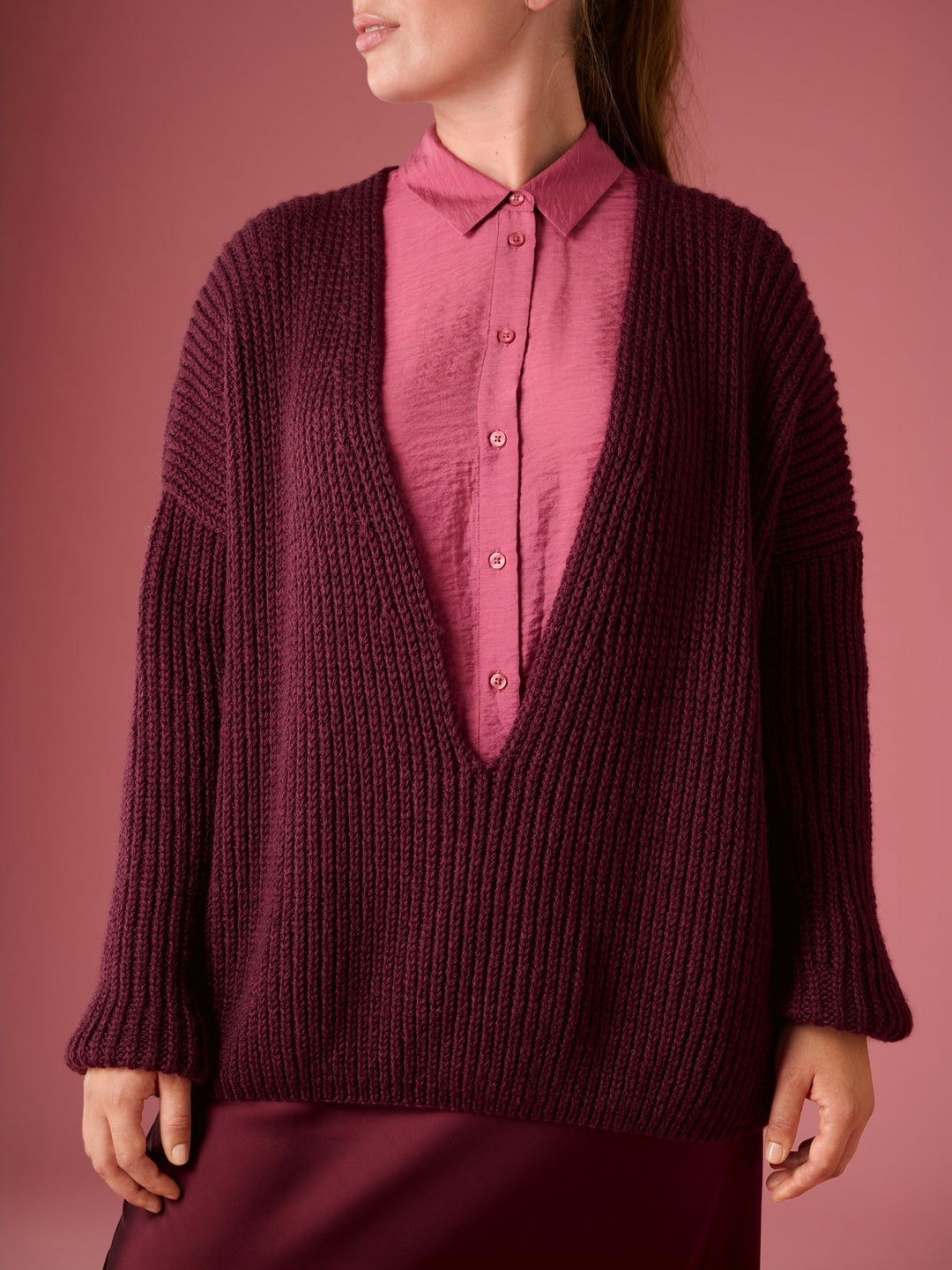 Strickpaket Cool Merino Pullover mit tiefem V-Ausschnitt