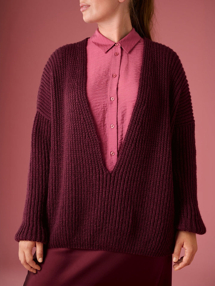 Strickpaket Cool Merino Pullover mit tiefem V-Ausschnitt