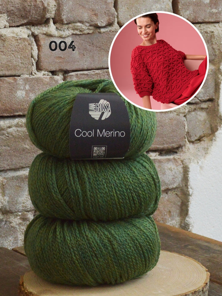 Strickpaket Cool Merino Pullover mit Noppenmuster