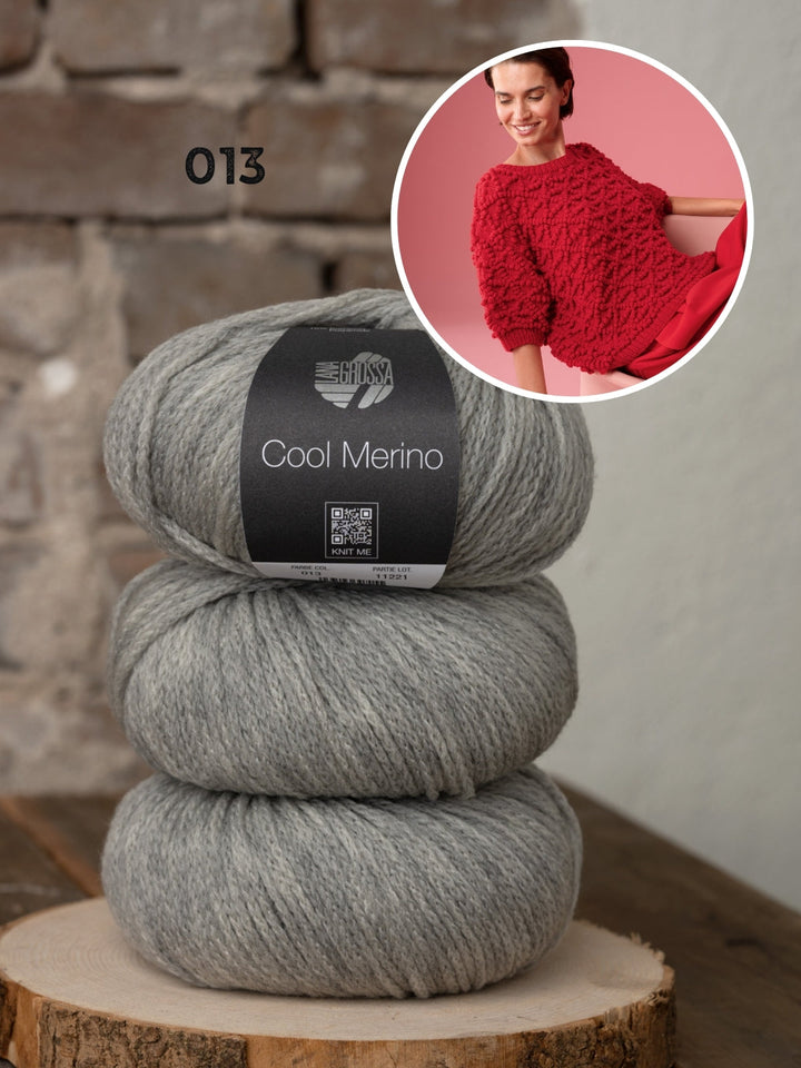 Strickpaket Cool Merino Pullover mit Noppenmuster
