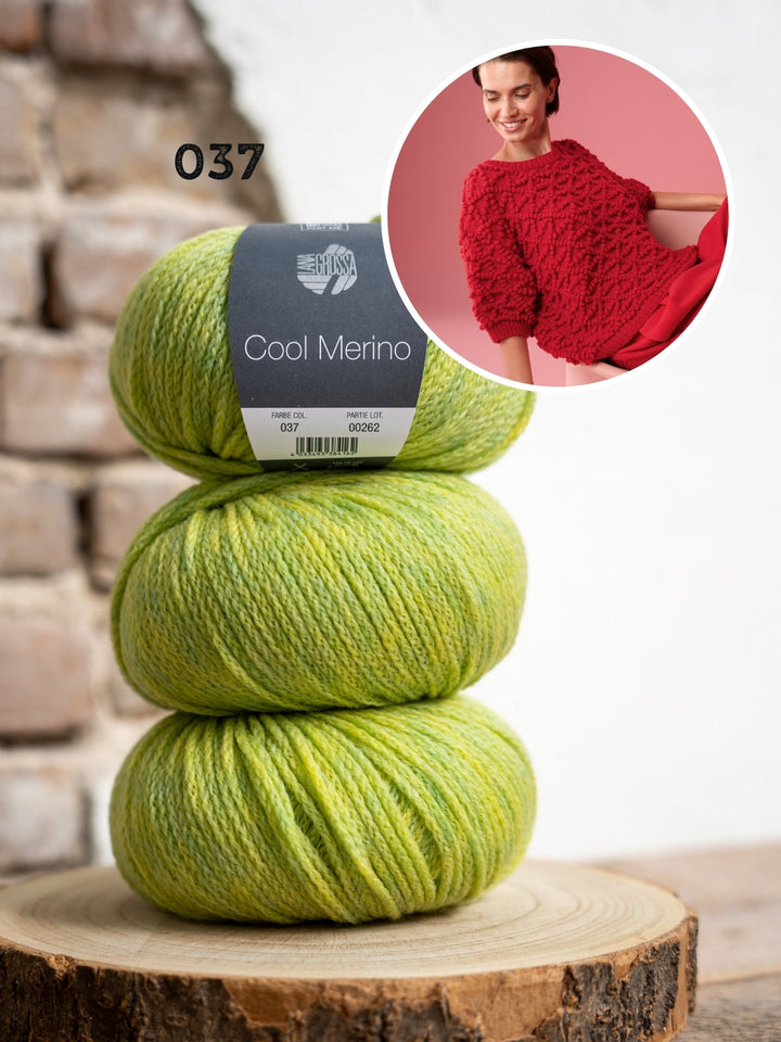 Strickpaket Cool Merino Pullover mit Noppenmuster