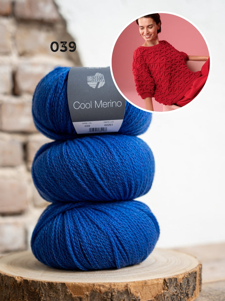 Strickpaket Cool Merino Pullover mit Noppenmuster