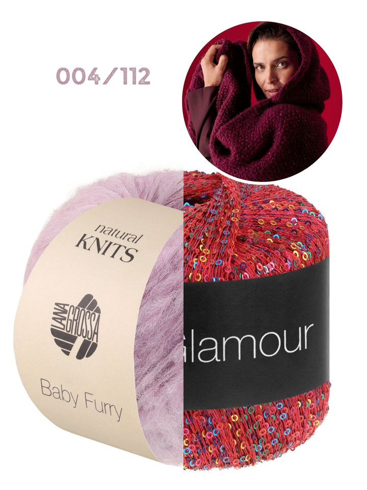 Strickpaket Baby Furry &amp; Glamour Kapuzenschal