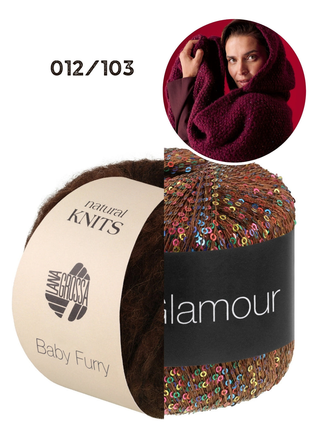 Strickpaket Baby Furry &amp; Glamour Kapuzenschal
