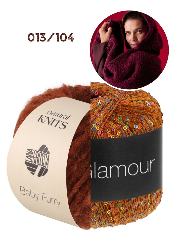 Strickpaket Baby Furry &amp; Glamour Kapuzenschal