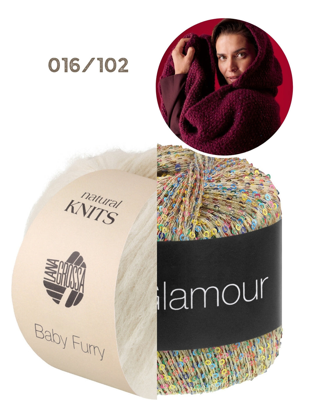 Strickpaket Baby Furry &amp; Glamour Kapuzenschal
