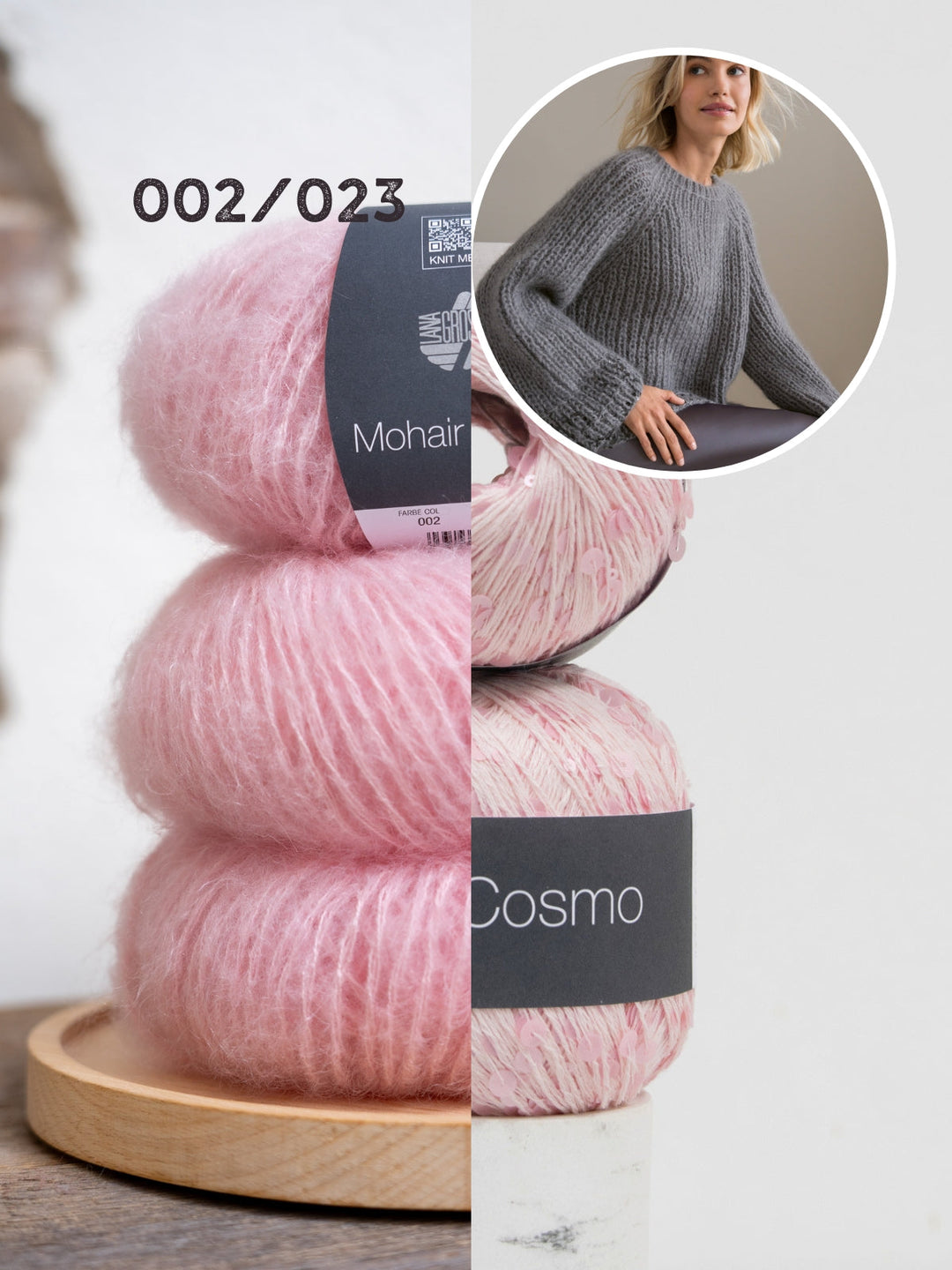 Strickpaket Mohair Di Gio Cosmo Pullover im Halbpatent