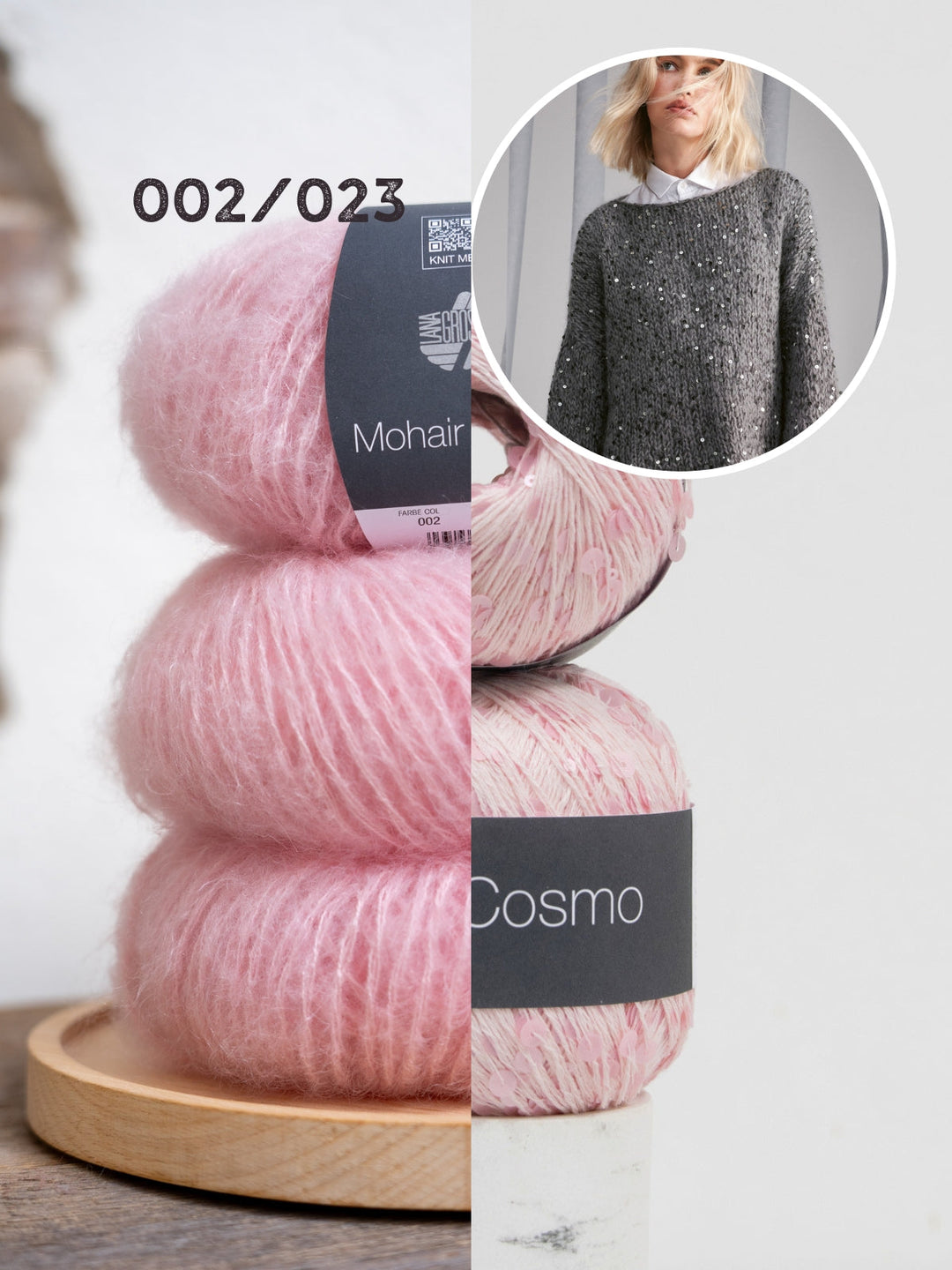 Strickpaket Mohair di Gio Cosmo Pullover mit Trompetenärmeln